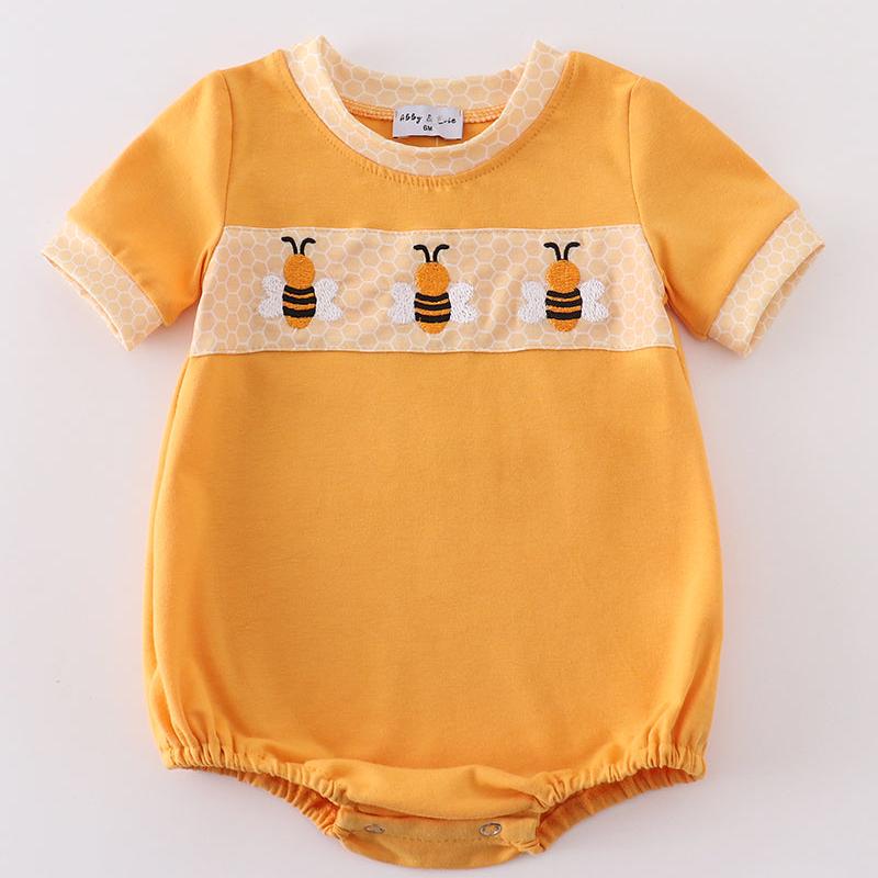 Honey Bee Embroidered Yellow Boy Bubble