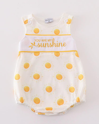 You Are My Sunshine Embroidered Yellow Boy Bubble