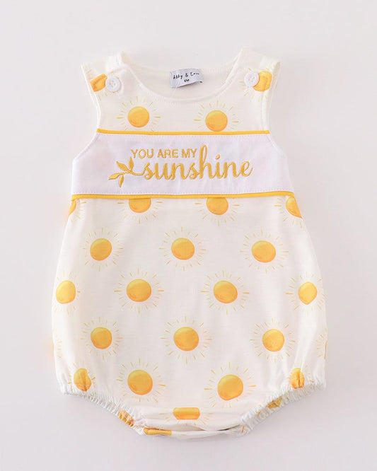 You Are My Sunshine Embroidered Yellow Boy Bubble