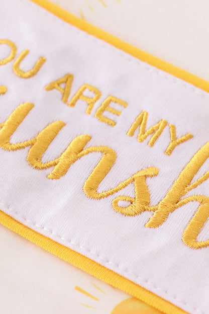 You Are My Sunshine Embroidered Yellow Boy Bubble