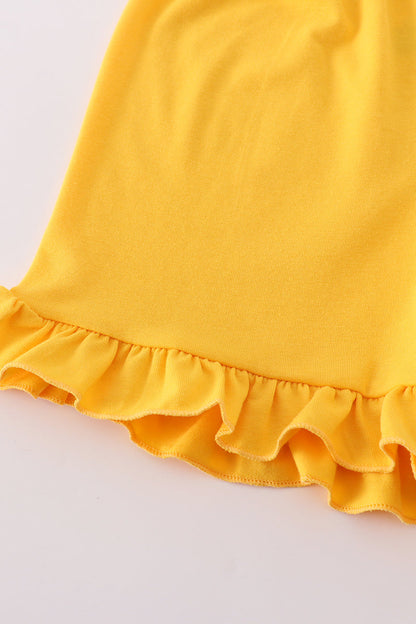 You Are My Sunshine Embroidered Yellow Girl Shorts Set