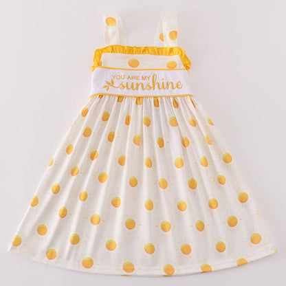 You Are My Sunshine Embroidered Yellow Dress