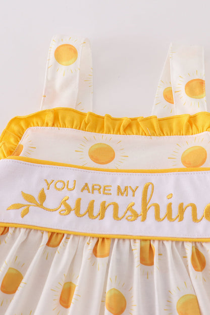 You Are My Sunshine Embroidered Yellow Dress