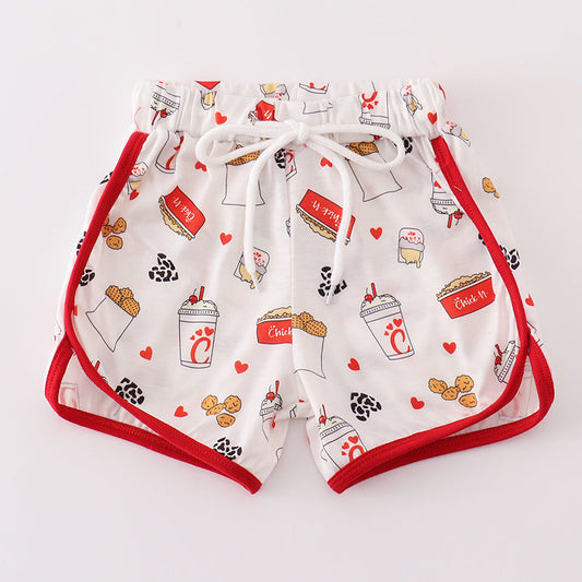 Lord’s Chicken Heart Print Red Girl Shorts