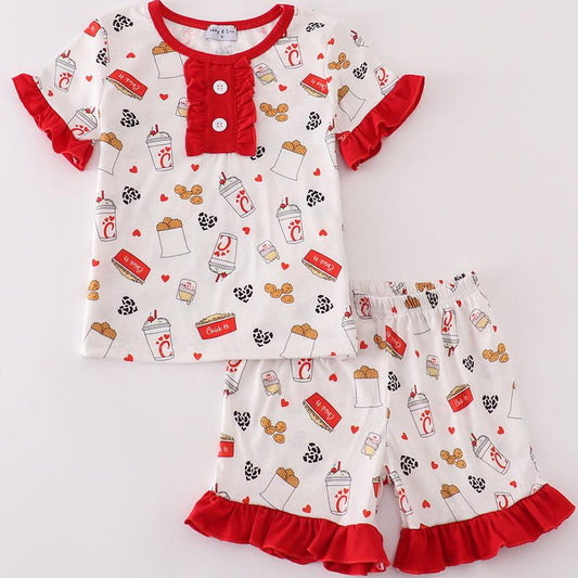 Lord’s Chicken Heart Print Girl Pajamas Set