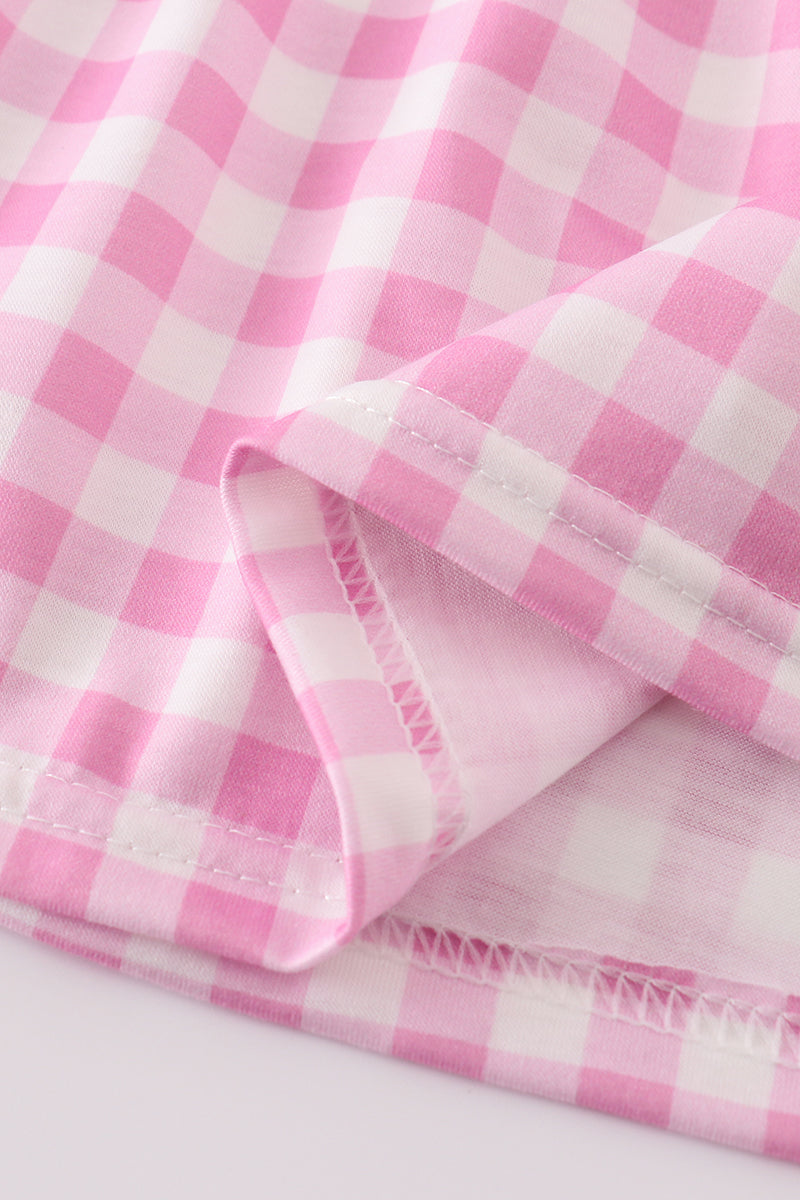 Let’s Bake Embroidered Pink Gingham Dress