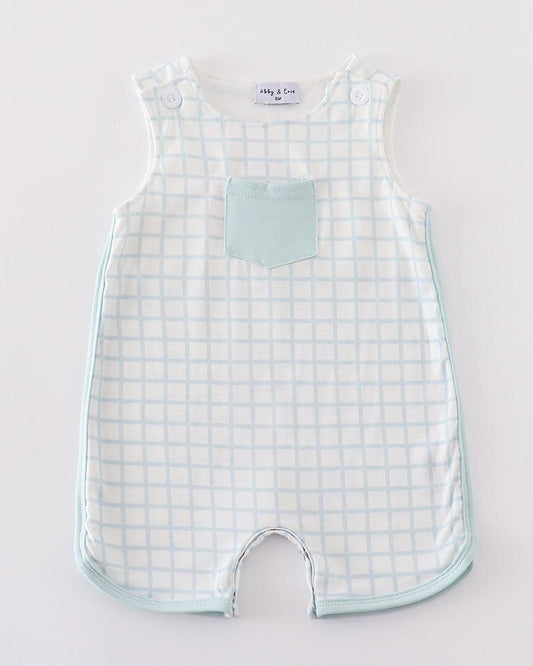 Drake Blue Checkered Boy Romper