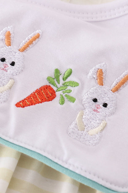 Easter Bunny Carrots Embroidered Stripe Dress