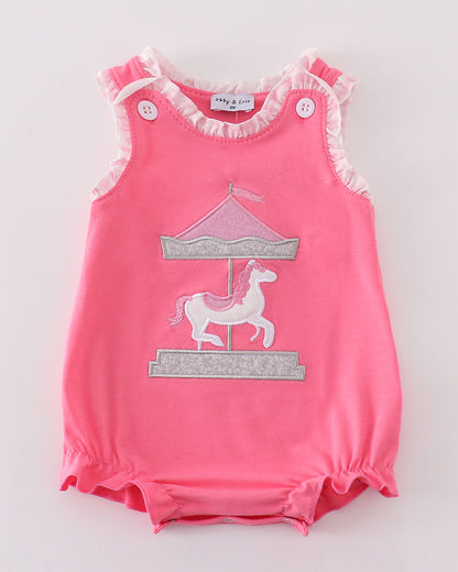 Carousel Applique Pink Girl Bubble