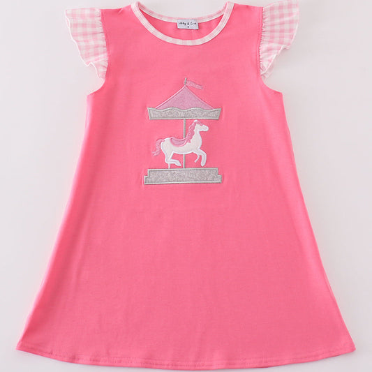 Carousel Applique Pink Dress