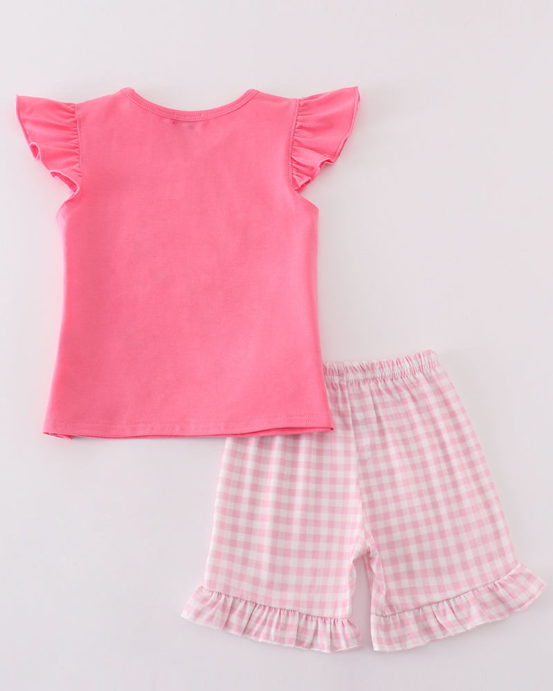 Carousel Applique Pink Girl Shorts Set