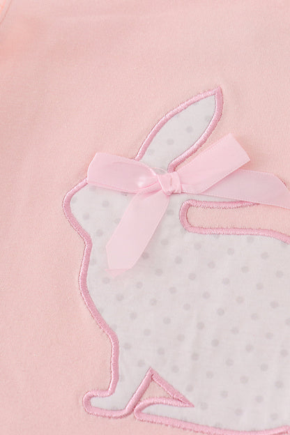 Polka Dot Bunny Applique Pink Girl Shorts Set