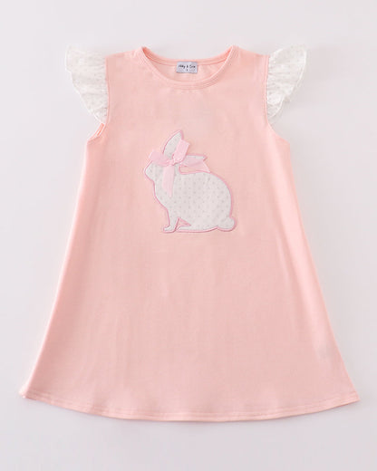 Polka Dot Bunny Applique Pink Dress