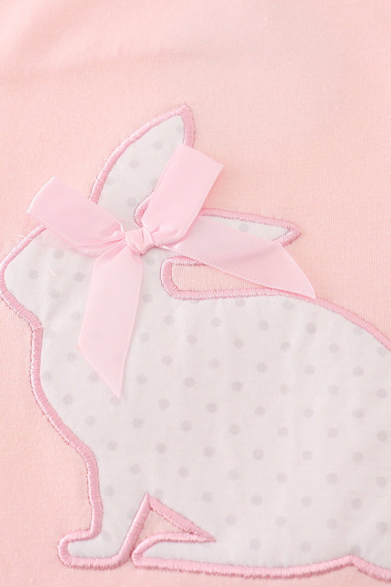 Polka Dot Bunny Applique Pink Dress