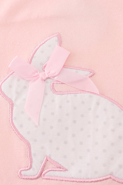 Polka Dot Bunny Applique Pink Dress