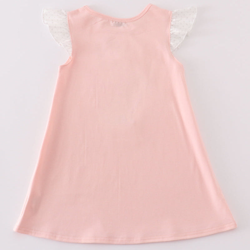 Polka Dot Bunny Applique Pink Dress