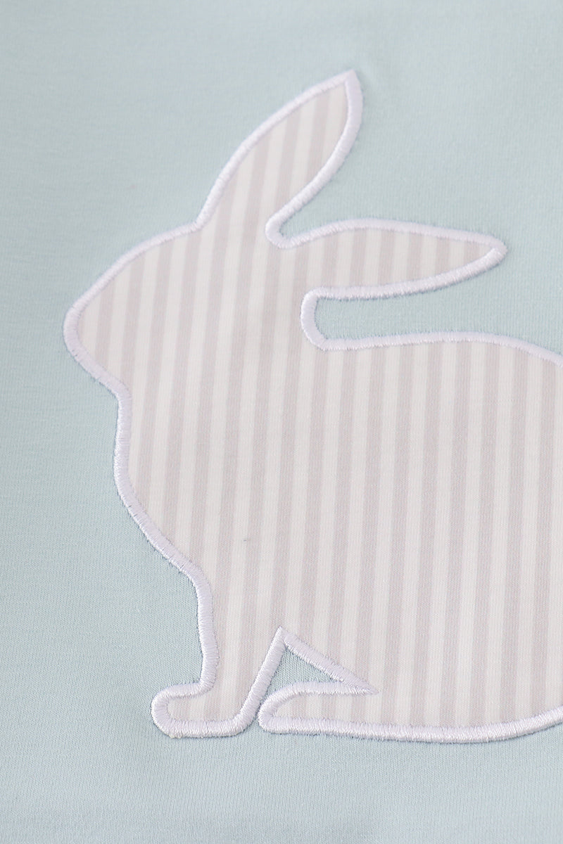 Stripe Bunny Applique Blue Boy Shorts Set