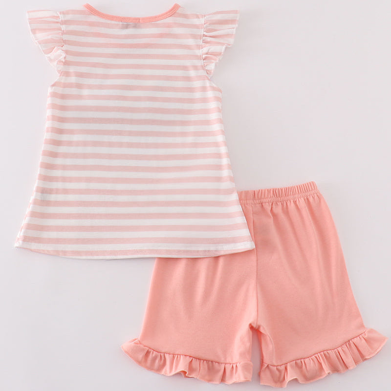 Pink Stripe Sequin Bunny Girl Shorts Set