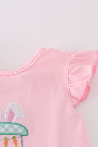 Easter Golf Cart Applique Pink Girl Shorts Set