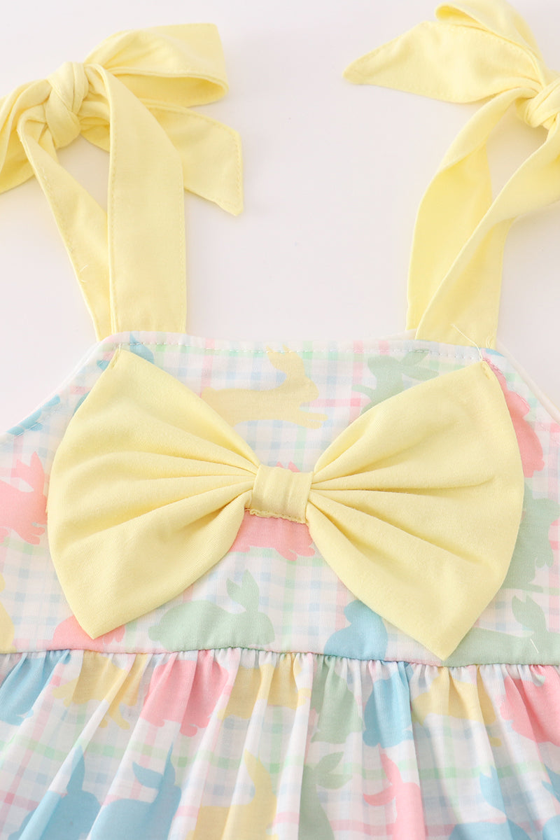 Easter Bunny Print Yellow Dress