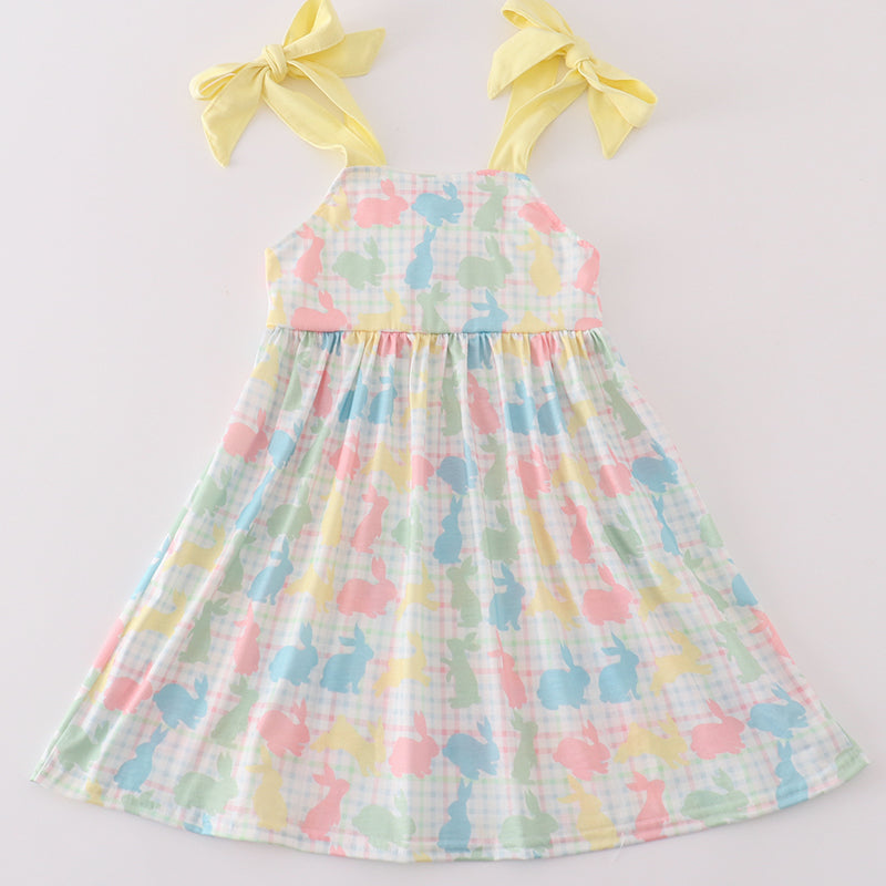 Easter Bunny Print Yellow Dress