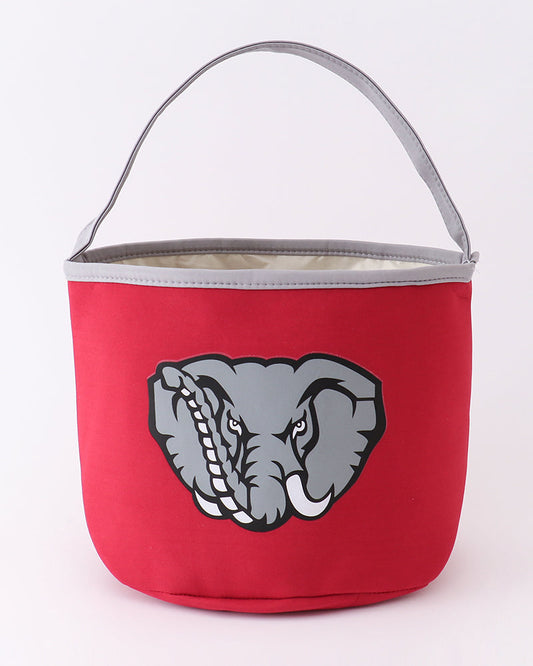 Crimson Elephant Print Basket