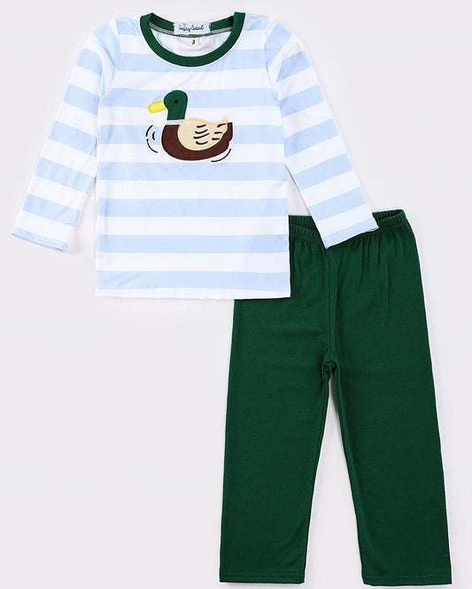 Duck Applique Stripe Boy Set