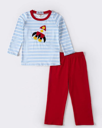 Rocket Applique Red Boy Set