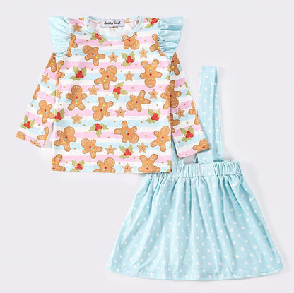 Blue Gingerbread Girl Dress Set