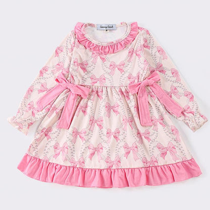 Liza Pink Bow Print Dress