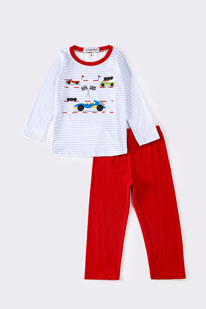 Car Race Print Red Boy Set