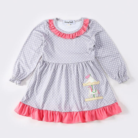 Carousel Applique Polka Dot Dress