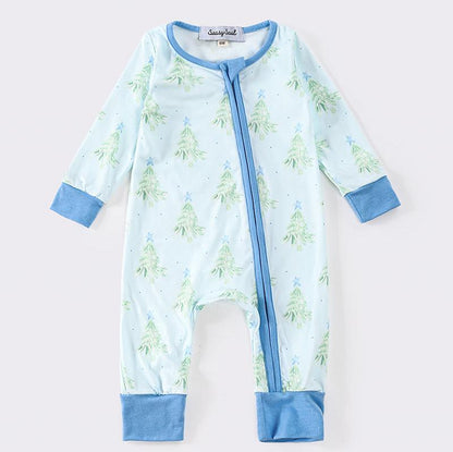 Christmas Tree Blue Boy Romper