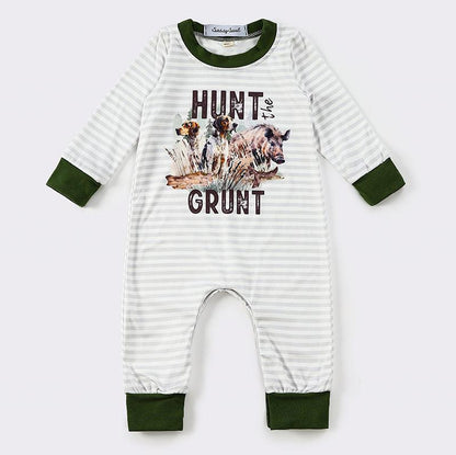 Hunt The Grunt Print Forest Boy Romper