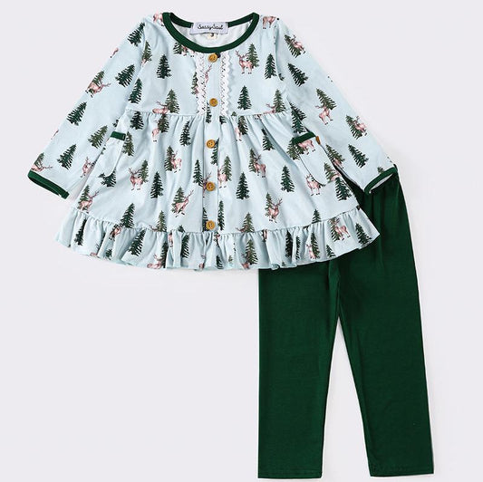 Christmas Tree Forest Girl Pants Set