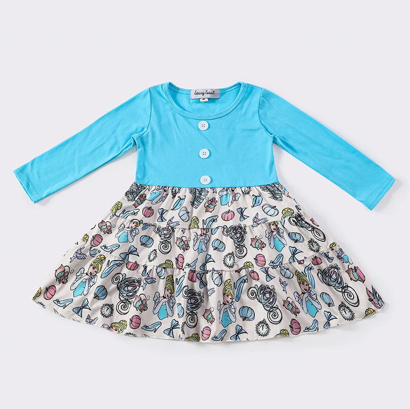 Blue Cindy Princess Print Dress