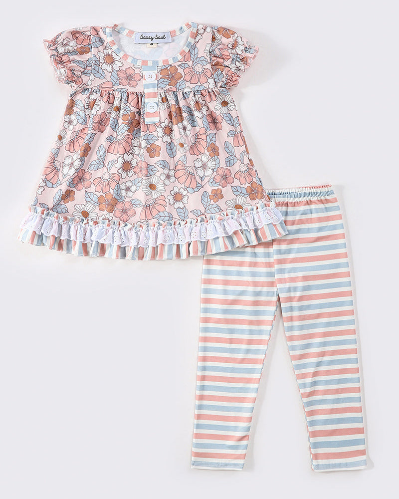 Kyla Pink Floral Print Girl Set