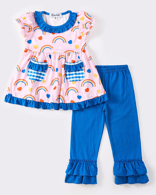 Royal Rainbow Print Girl Pants Set