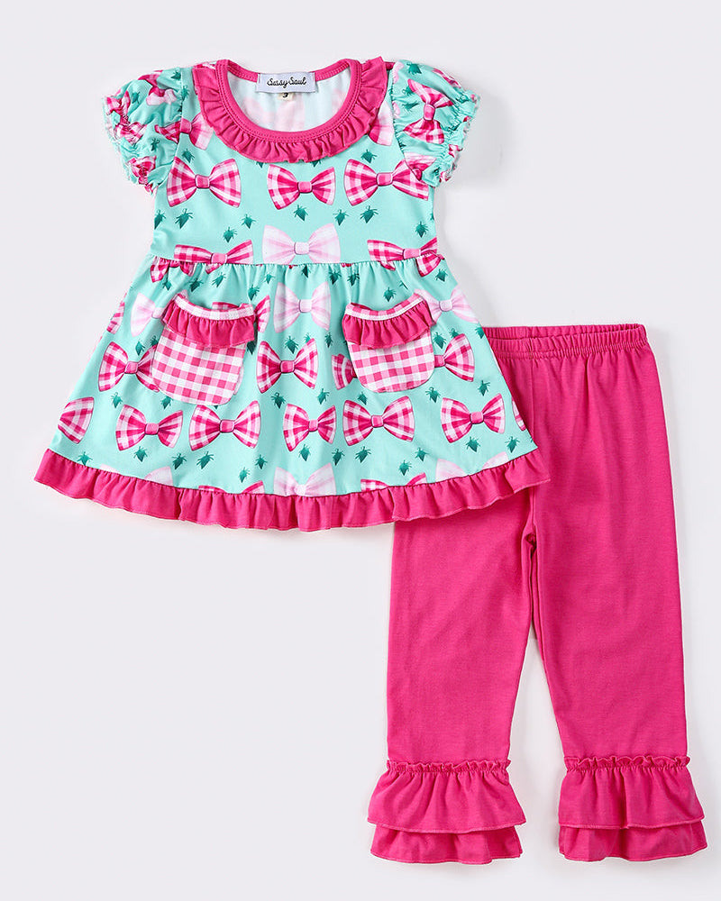 Hot Pink Bow Print Girl Set