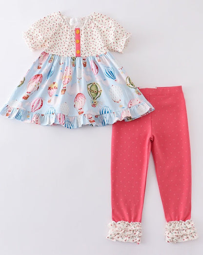 Amora Balloon Print Floral Ruffle Girl Set - Gibs+Grady