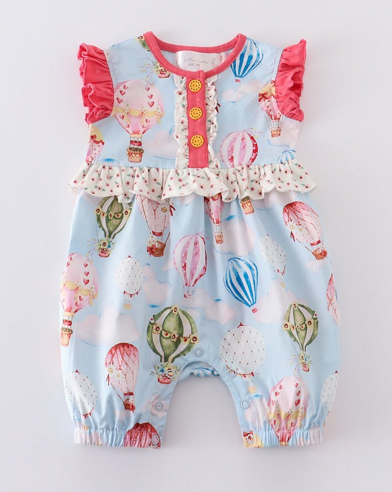 Amora Balloon Print Ruffle Girl Romper - Gibs+Grady