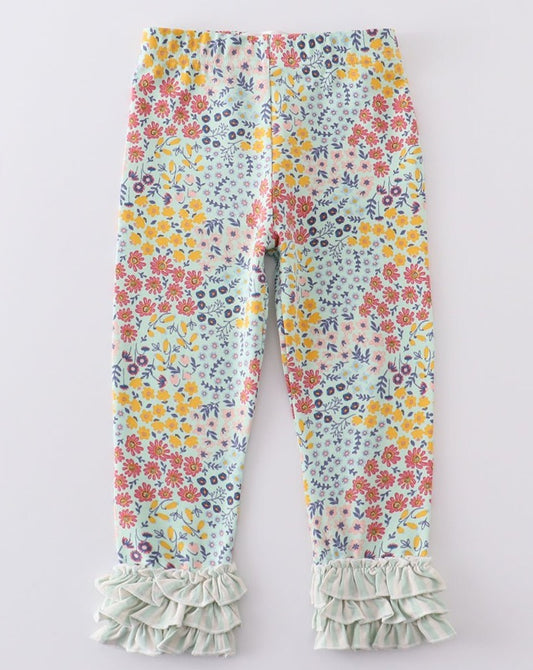 Amora Floral Print Ruffle Girl Pants - Gibs+Grady