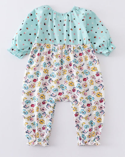 Amora Mint Floral Print Baby Girl Romper - Gibs+Grady