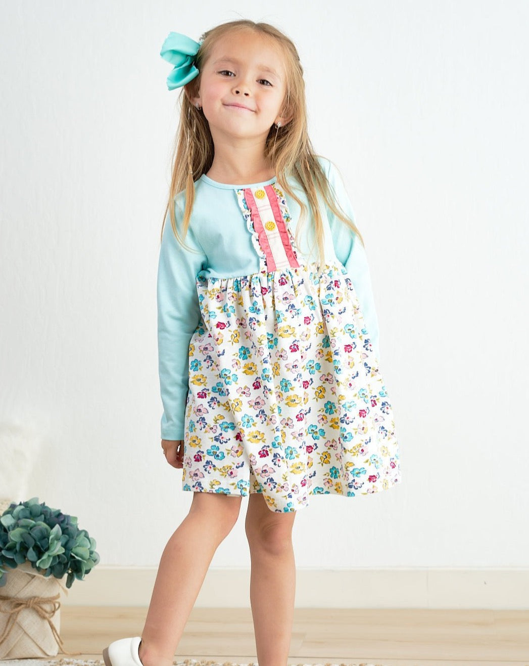 Amora Mint Floral Print Dress - Gibs+Grady