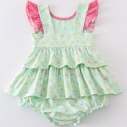 Amora Star Print Ruffle Girl Bubble - Gibs+Grady