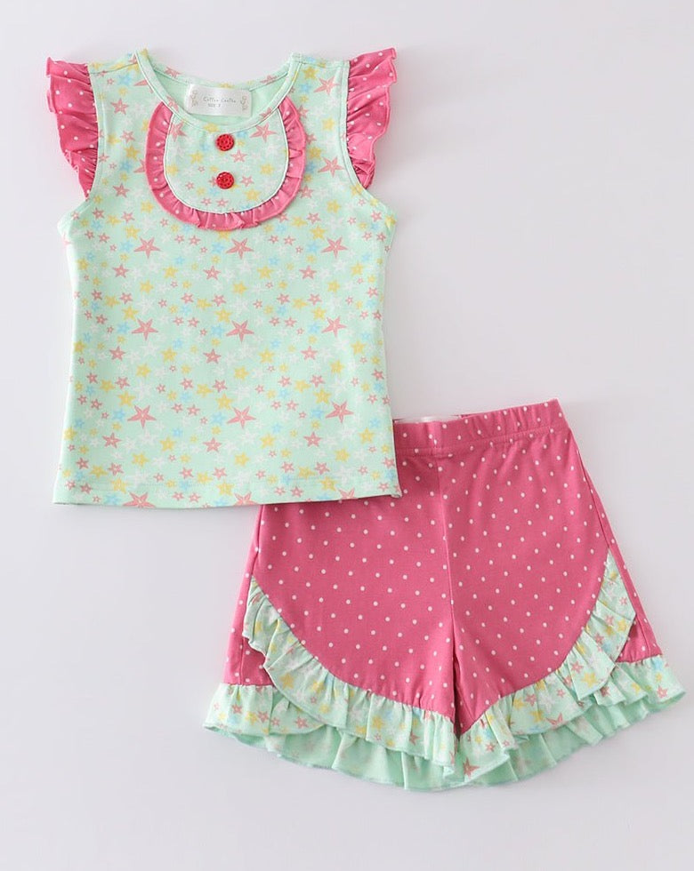 Amora Star Print Ruffle Girl Set - Gibs+Grady