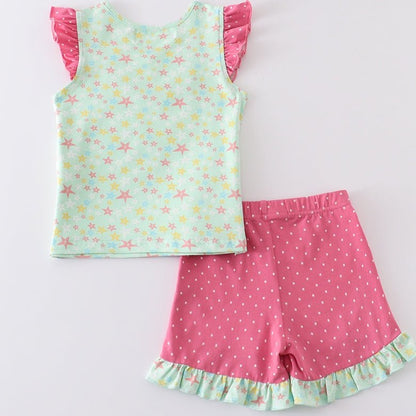 Amora Star Print Ruffle Girl Set - Gibs+Grady