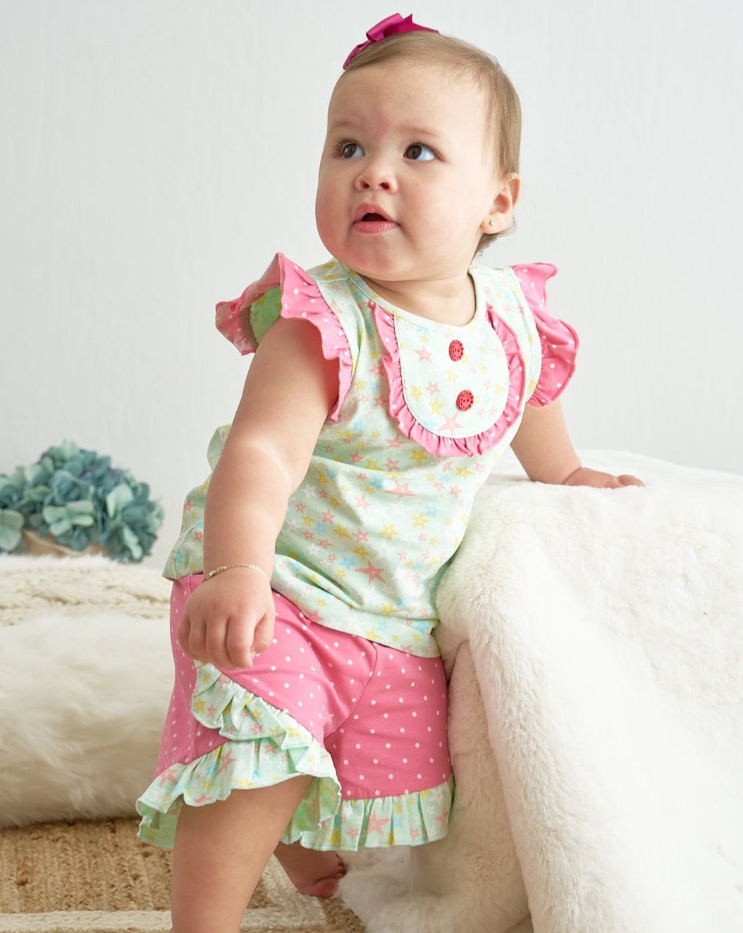 Amora Star Print Ruffle Girl Set - Gibs+Grady