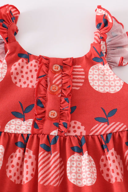 Apple Print Red Girl Romper - Gibs+Grady