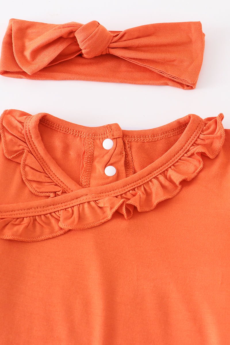 Bamboo Ruffle Baby Gown - Orange - Gibs+Grady